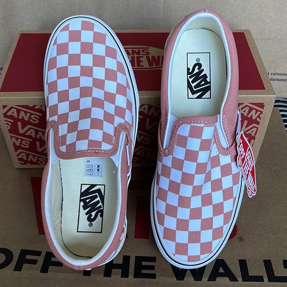 Vans Classic Slip On Rose Dawn Checkerboard/True White Mens - Picture 13 of 16